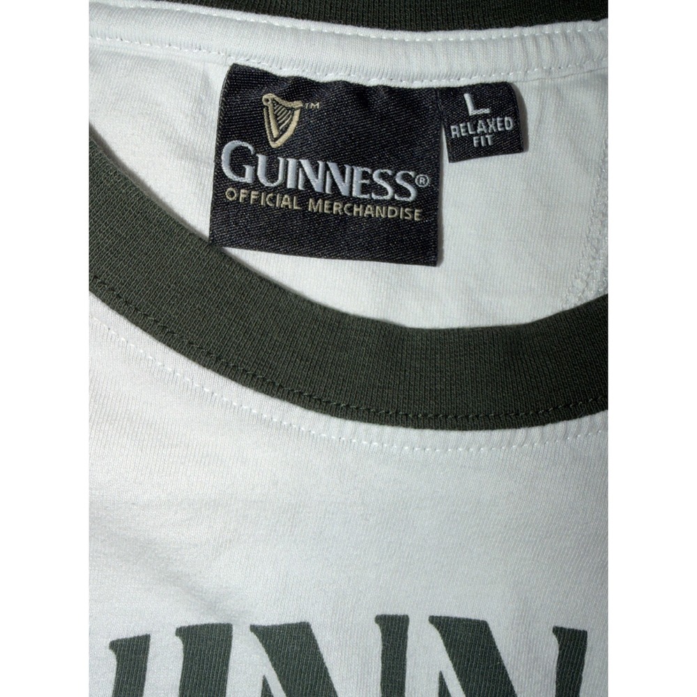 Guinness Ireland Long Sleeve Size Large Relaxed Fit 100% Cotton White Green - Picture 4 of 5